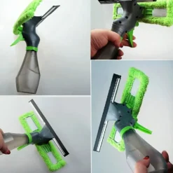2 i 1 fönsterputs med mikrofiberduk och duschskrapa med sprayflaska