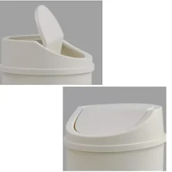 2 liters plast skrivbordssvänglock damm för avfall (vit)