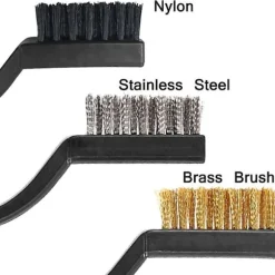 3 metallrengöringsborstar i rostfritt stål, mässing och nylon för rost, svetsning och slagg