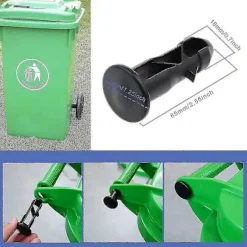 3 par gångjärnsbultar gångjärnstappar för soptunnlock som passar 240/120/100/60l utomhus soptunnor, 65mm X 18mm, svart plast