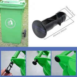 3 par gångjärnsbultar gångjärnstappar för soptunnlock som passar 240/120/100/60l utomhussoptunnor, 65mm X 18mm, svart plast