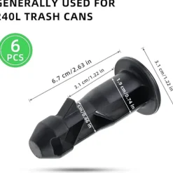 3 Par Hjulbehållarlock Gångjärnstappar, 67mm X 31mm Svart Plast Passar För 240l Hushålls Hjulbehållare (FMY)