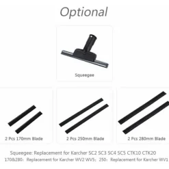 2 st 280 mm Fönstertvätt Ersättningsblad Fönsterrengöringsblad Gummi Skrapa Tillbehör Påfyllning Ersättning för Karcher WV2 WV5