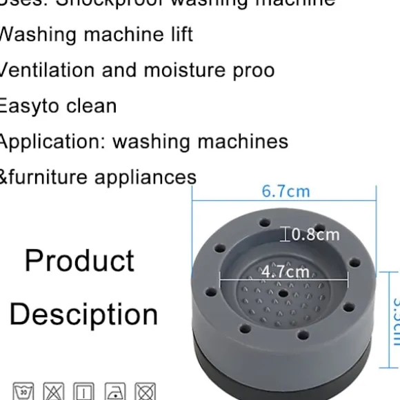 8 st Anti-vibrationsmattor för tvättmaskin Runda dynor