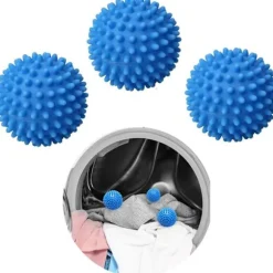 3 st blå tvättbollar för torktumlare, smältfria nya mjukare material torktumlarboll - Kläder kommer ut mjuka fluffiga färre rynkor
