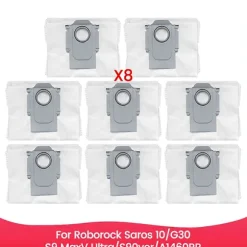 8 st Dammsugarpåsar Passar Saros 10/G30/S9 MaxV Ultra/S90ver/A1460RR Dammsugare Reservdelar
