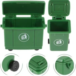 2 st Mini Soptunna Modell Dockhus Avfallsbehållare Miniatyr Sortering Soptunna Modell
