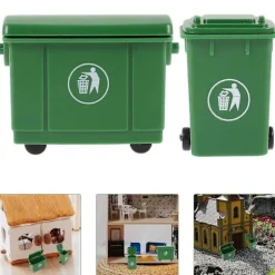 2 st Mini Soptunna Modell Dockhus Avfallsbehållare Miniatyr Sortering Soptunna Modell