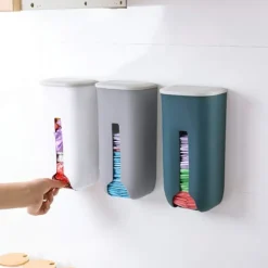 2 st Plastpåse Dispenser, Plastpåsehållare, Väggmonterad Plastpåseorganisatör, Soppåse Dispenser kompatibel Kök（Grå,26.2*12.7*9cm）