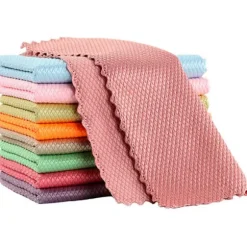 10 st rengöringshanddukar glashandduk trasor absorberande skursvamp köksbordstrasa fiskfjällsduk (30*30cm)
