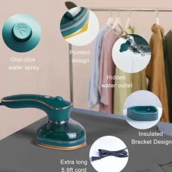 1 stycke (Grön) Bärbar Handhållen Strykjärn, Mini Handhållen Ångstrykjärn