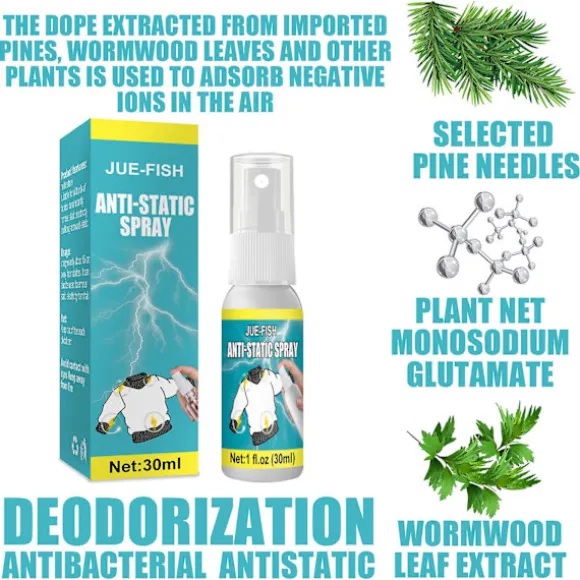 1 stycke 30ml antistatisk spray för hushåll, antistatisk spray för kläder