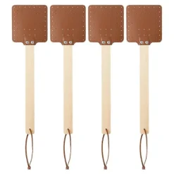 4 Stycken 43,9 cm Flugsmälla Läder Flugsmälla Lång Flugsmälla Manuell Flugsmälla Trähandtag B (Fww) Brown Wood Color
