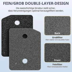 4 stycken filter Kompatibla med Miele T1-serien torktumlare 9164761 reservdel torktumlare fin/grov 207 x 157 x 30 mm