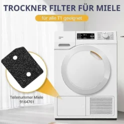 4 stycken filter Kompatibla med Miele T1-serien torktumlare 9164761 reservdel torktumlare fin/grov 207 x 157 x 30 mm tumbl