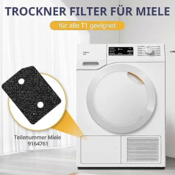 4 stycken filter Kompatibla med Miele T1-serien torktumlare 9164761 reservdel torktumlare fin/grov 207 x 157 x 30 mm tumbl