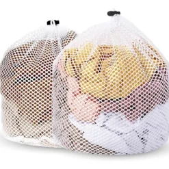 2 Stycken Tvättsäck med Dragsko, Mesh Tvättsäck för Tvättmaskin, Mesh Tvättsäck (20x24/24x32 tum)