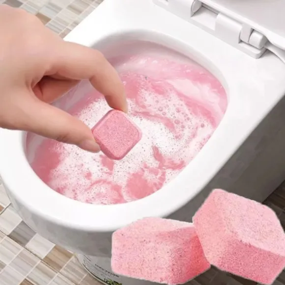 12 tabletter/set Brusande rengöringstabletter för toalett pink