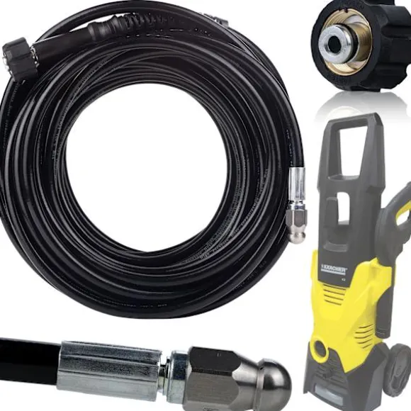 Avloppsrensarslang 40M M22 med Adapter – Högt Tryck | Flexibel | Kompatibel med Karcher K2, K4, HD