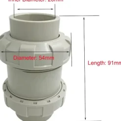Backventil (envägs) grått vattenblock läckageskyddsventil tvättmaskin diskmaskin 20mm