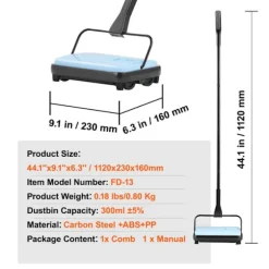 Balanseringsmaskin-Duoku-med Sweep Bredd av 170 mm-Designad för Golv och Mattor-Utrustad med en Dammsamlare