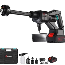 Batteridriven högtryckstvätt, Maxtryck 600 PSI, Nominell effekt 110W, Vattenflöde 5,6L/Min,Elektrisk, 1Batteri, EU