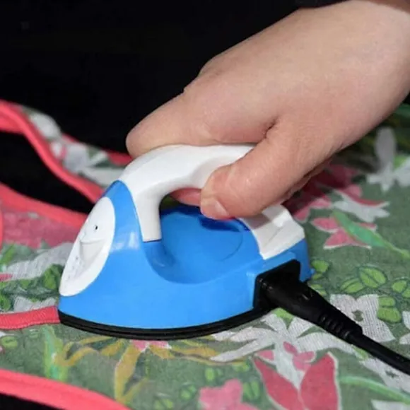 (Blå) Mini Elektriskt Strykjärn Litet Portabelt Rese Hantverk Kläder Sömnadstillbehör