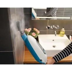 BLACK+DECKER - FSMH13E10-QW - Ångmopp med handrengörare 1300W - 10 tillbehör ingår - 4,8M kabel Vit, blå, grå