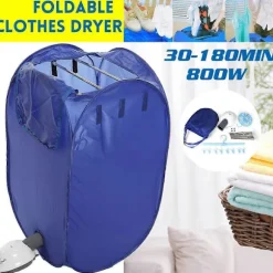 Bärbar Elektrisk Klädtork Vikbar Rese Air-O-Dry Kläder Varm Klädtork Garderob med Tillbehör - EU-kontakt blå blue