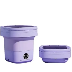 Bärbar tvättmaskin, 11L 2-i-1 hopfällbar tvättmaskin och torktumlare ‘-XT- purple