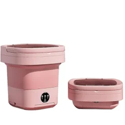 Bärbar Tvättmaskin, 11L 2-i-1 Vikbar Tvättmaskin och Centrifug pink