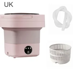 Bärbar Tvättmaskin Med Torkhink Hopfällbar Antibakteriell Tvätt Pink