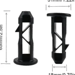 [CA]65 x 18 mm Förpackning med 10 Svarta Plastgångjärnstappar för Soptunnelock för 240 l Hushålls- och Kommersiella Soptunnor