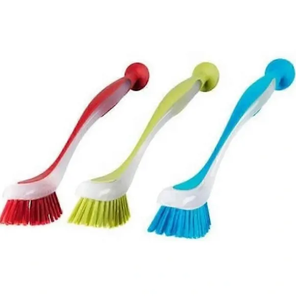 {ca}Diskborste i plast med sugkopp, 3-pack | Diskborstar för rengöring av diskbänkar, disk och kastruller--
