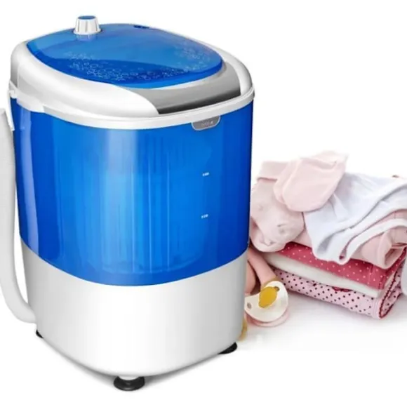 COSTWAY Mini-tvättmaskin med enkelsnurra 2,5 kg bärbar med tidsfunktion för lägenhet/sovsal