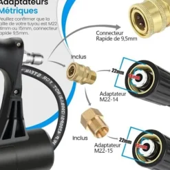 COSTWAY teleskoplans för högtryckstvätt 550CM 5 sprutmunstycken, 2 adaptrar, vridbar koppling, sele