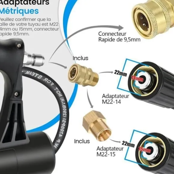 COSTWAY teleskoplans för högtryckstvätt 550CM 5 sprutmunstycken, 2 adaptrar, vridbar koppling, sele