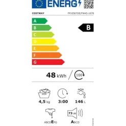 COSTWAY Tvättmaskin Automatisk 10 Program Kapacitet Tvätt 4,5 kg LED-display Tvättmaskin Vatten- och Energibesparing