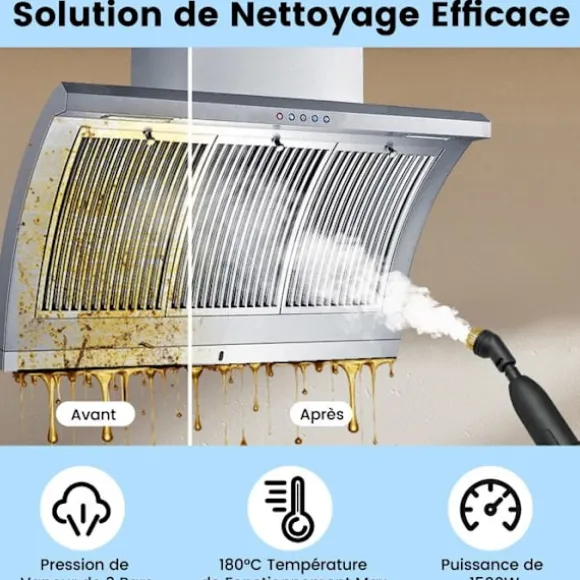 Dammsugare med ånga för vägglöss 1600W COSTWAY-180℃-3 Bar-Reservoir 1L-Förvärmning på 15s-Justerbar intensitet-12 tillbehör-Gul