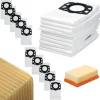 Dammsugarpåsar och Filter Set WD6 WD4 WD5 MV4 – 10 Mikrofiberpåsar + Filter | 5 Lager | Ersättningsdel för Kärcher WD4 WD5 WD6 MV4 MV5 MV6