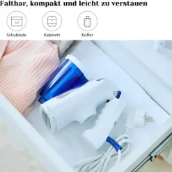 Dampfborste, 1600 W effekt, 250 ml vattentank, hopfällbar design