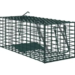 Djurfälla i stål - vidaXL - 31x13x12 cm - Grön - Vädertålig - Korrosionsbeständig