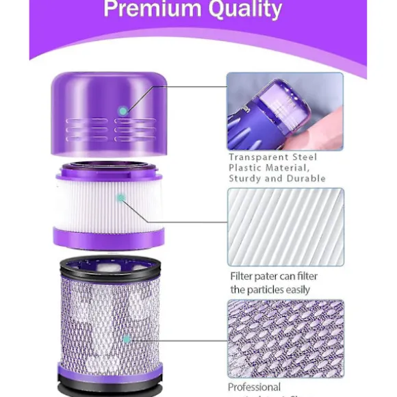 Dyson V12 3-pack filter - Hepa-filter för dammsugare, kompatibel med Dyson V12 Slim Absolute Detect, tvättbart tillbehör