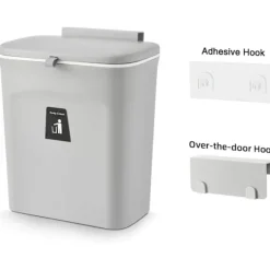 /EA/ Kökslucka Hängande Soptunna, Grå med Lock, Liten Soptunna