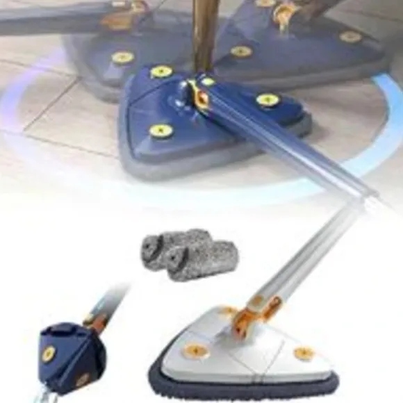 /EA/ 3-pack 360° Roterbar Justerbar Städmopp Ersättningsduk Multipurpose Städmopp (1 st Mopp + 2 st Trasa) (Vit)
