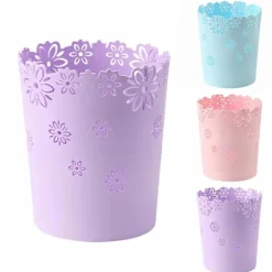 /EA/(Lila, Mini) Mini Papperskorg 4 Liter Liten Lila Soptunna Kontor Plast Soptunna för Badrum, Sminkbord, Skrivbord, Kontor eller Barnrum