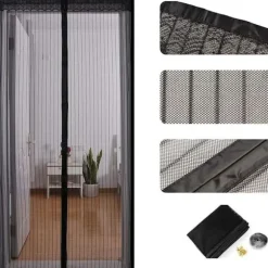 /EA/Magnetiskt dörrnät, automatisk stängningsgardin, nät mot insekter, flugor och myggor, starka magneter (110 x 21