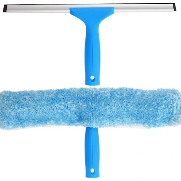 /EA/Professionell Fönsterputssats - Skrapa och Mikrofiber Fönsterputsare, 35 cm-max