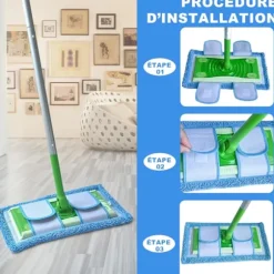 (ee) 3-pack, blå Swiffer-kompatibla, återanvändbara ersättningsdukar