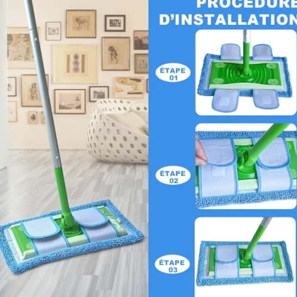 (ee) 3-pack, blå Swiffer-kompatibla, återanvändbara ersättningsdukar